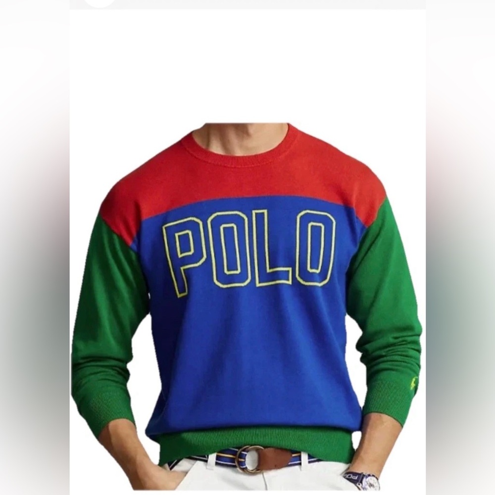NWT Polo by Ralph Lauren Men's Bold Colorblock Crewneck Sweater